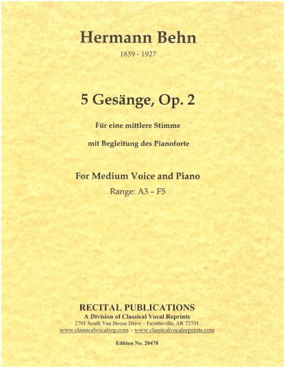 5 Gesaenge, Op. 2.