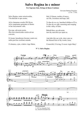 Salve Regina in C Minor Marian Antiphon