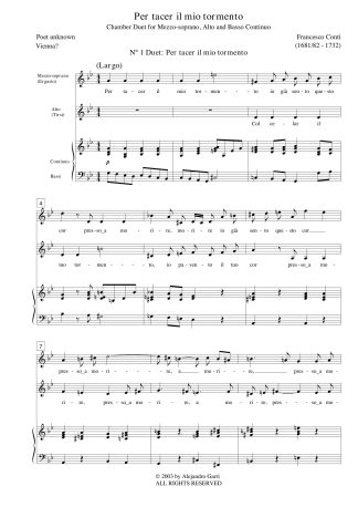Per tacer il mio tormento, Chamber Duet