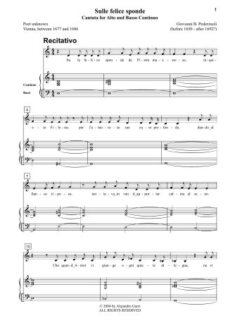 Sulle felice sponde, Cantata