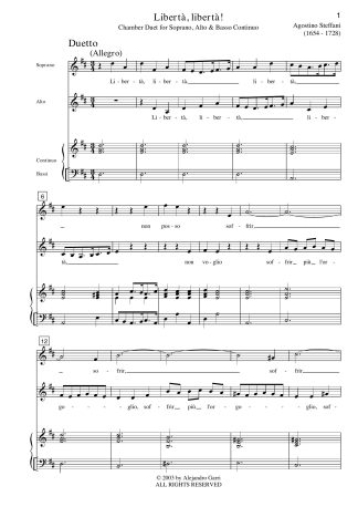 Caro autor di mia doglia (HWV 182b), Chamber Duet