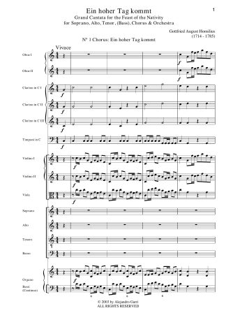 Ein hoher Tag kommt, Christmas Cantata