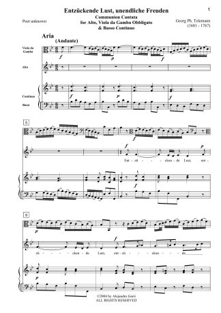 Presso un rivo, Cantata