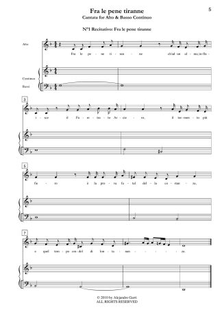 Sulla sponda d’un rio, Cantata