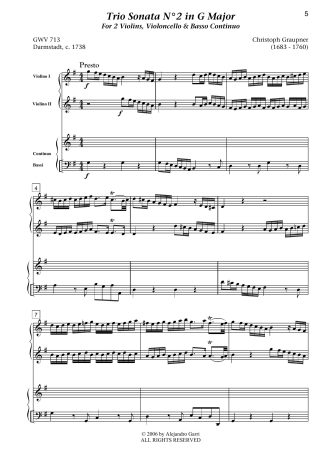 Trio Sonata N°7 in D Minor, GWV 718