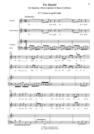 Perché sospiri, oh Niso?, Chamber Duet