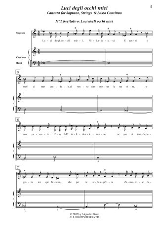 Luci degli occhi miei, Cantata