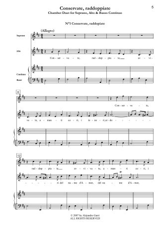 Conservate, raddoppiate HWV 185, Chamber Duet