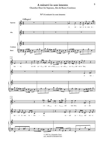 A mirarvi io son intento HWV 178, Chamber Duet