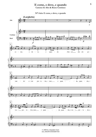 d’Astorga, Emanuele (1680-1757) E come, e dove, e quando, Cantata for Alto & Basso Continuo