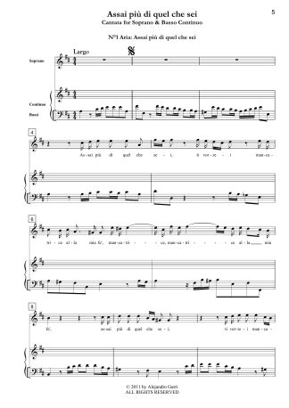 Assai più di quel che sei, Cantata