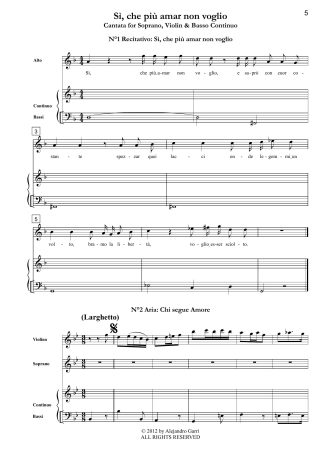 Sì, che più amar non voglio, Cantata