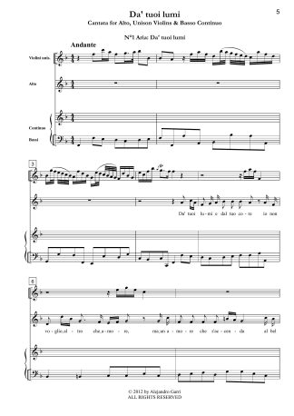 , Da' tuoi lumi, cantata
