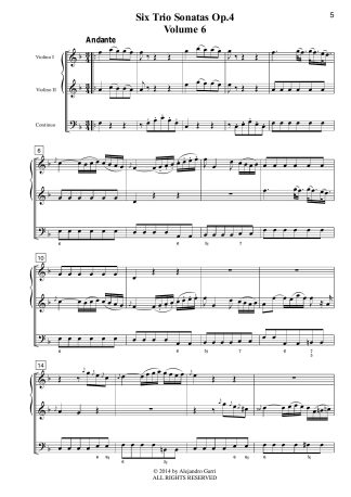 6 Trio Sonatas, Op.4, (Volume 6)