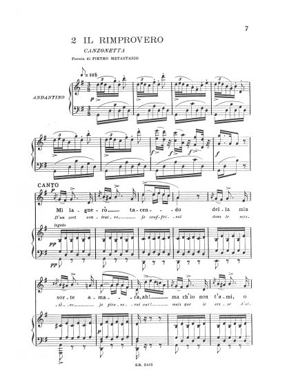 Il Rimprovero - Mi lagnero tacendo (Metastasio) i. f.