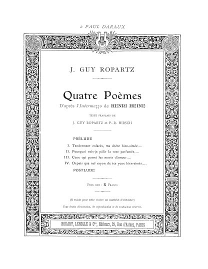 Quatre Poemes D'apres l'Intermezzo de Henri Heine  f.