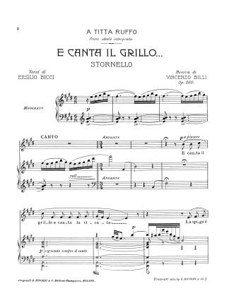 E Canta Il Grillo (Billi) (E) orig. key