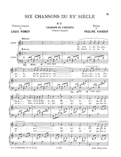 Chanson de l'infante (Chanson du XVe. siecle) f. s.