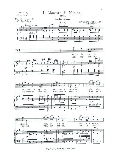 Il Maestro di Musica Bella mia se son tuo sposo