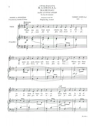 Madrigal Qui jamais fut de plus charmant visage (f)