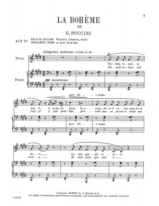 La Boheme {Colline's Aria} Vecchia zimarra