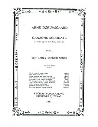 Canzone Scordate Book 1 Ten Early Spanish Songs