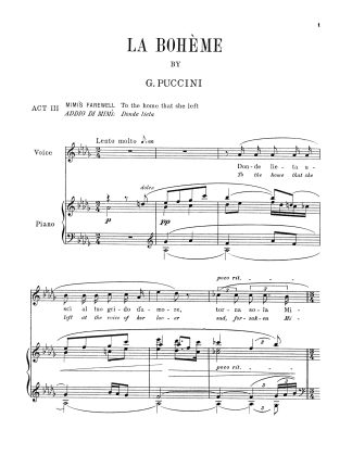 La Boheme - Donde lieta - Mimi's Farewell (Db)