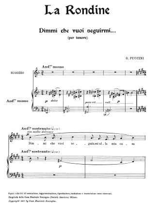 La Rondine Dimmi che vuoi seguirmi..