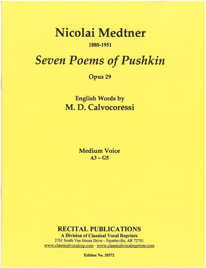 7 Poemes of Pushkin, Op. 29.