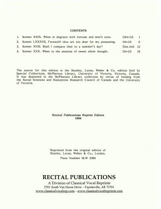 Four Sonnets by Shakespeare for High Voice