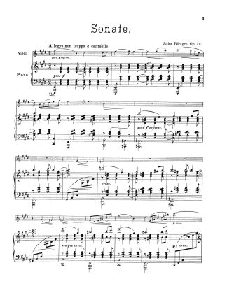 Sonata in E Major, Op. 40 for Piano and Violin - Score and Violin Part