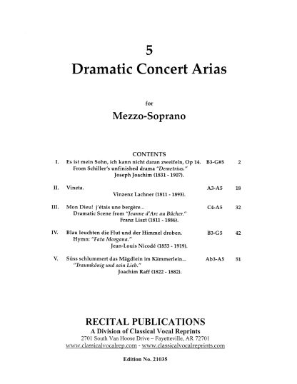 5 DRAMATIC CONCERT ARIAS for Mezzo-Soprano
