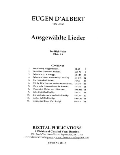 12 Ausgewaehlte Lieder