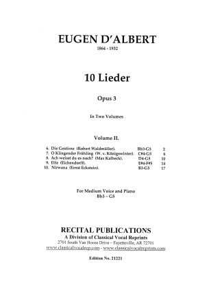 Zehn Lieder, Op. 3, Volume 2