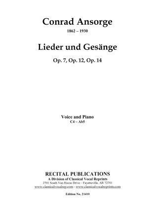 Lieder und Gesaenge, Op. 7, 12 & 14.