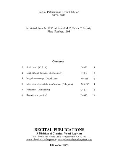 Six Melodies, Op. 5.