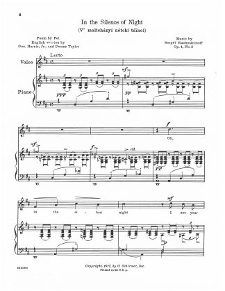 In the silence of the Night Op. 4 No. 3 (D Major) English Text Only