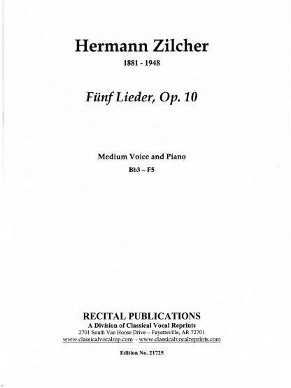 Fuenf Lieder, Op. 10.