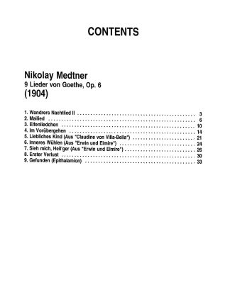 9 Lieder Op. 6 (Goethe) German, Russian Text