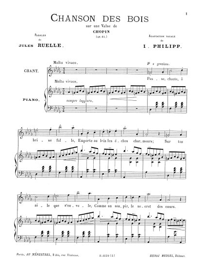 Minute Waltz Op. 64 (Chanson des bois) adapt. Philipp