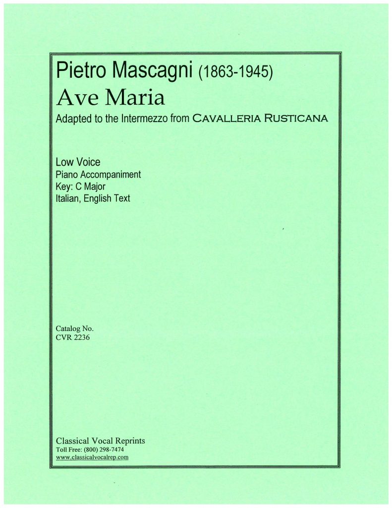 Cavalleria Ave Maria (adapt. from Intermezzo) C e. i. – Classical Vocal ...