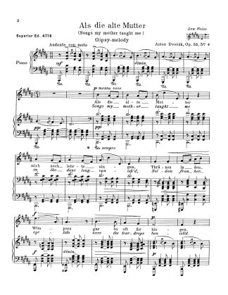 Songs my mother taught me (Als die alte Mutter) B Major