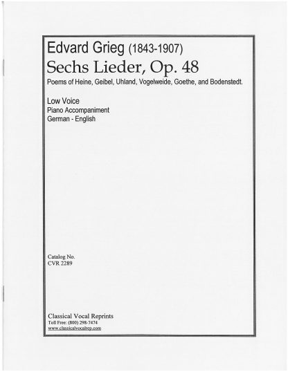 Op. 48 Sechs Lieder (Heine Geibel Goethe et.al.) (Low)