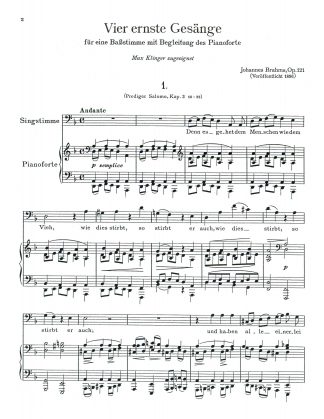Vier ernste Gesange Op. 121 original keys  German text