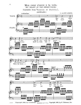 Samson & Delilah Mon coeur s'ouvre.. (Eb) higher key