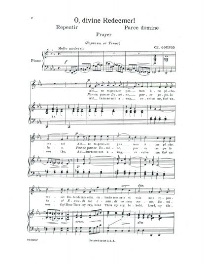 O divine Redeemer (Repentir) (C) French, Latin, English text with Obligato Harmonium (Optional)