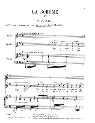 La Boheme (Act I Duet) O soave fanciulla (Soprano - Tenor Duet)