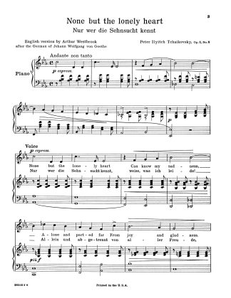 None but the lonely heart - Nur wer die Sehnsucht kennt (E-flat)