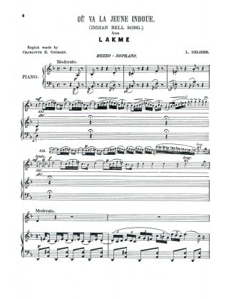 Lakme Indian Bell Song (transposed Major 2nd lower) d minor