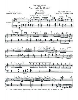 Charmant oiseau (Perle du Bresil) (Key G)  English, French text with Flute Obligato